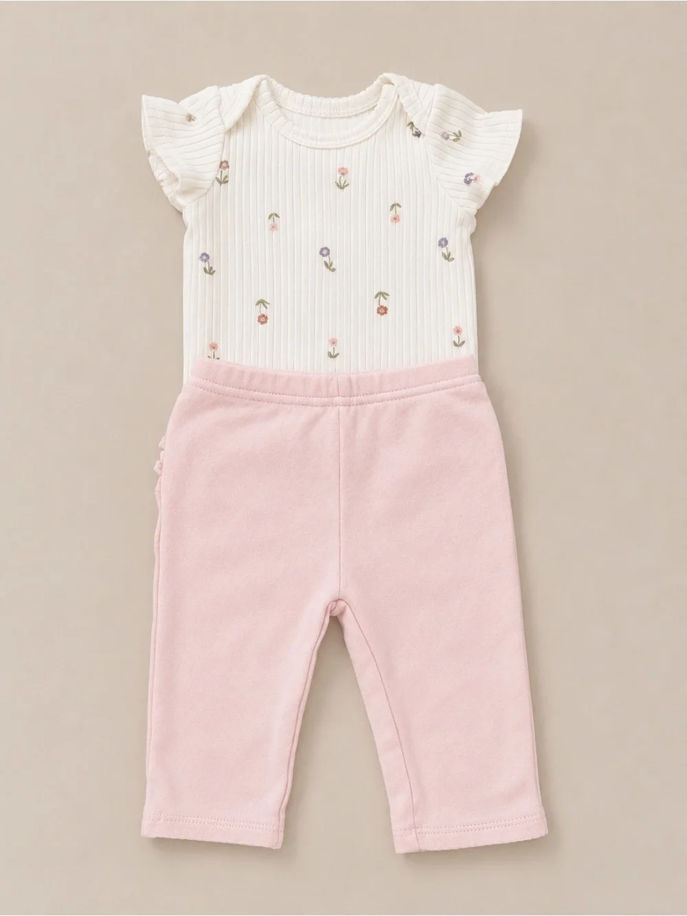 Carter’s Mix Matched Set - Onesie W/ Flowers and Pants W/ Ruffle - 3M
